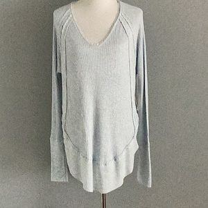 Free People Long Sleeve Waffle Knit High-Low Hem Top